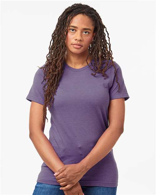 Custom Embroidered  Tultex Combed CVC T-Shirt 602CVC Heather Deep Purple