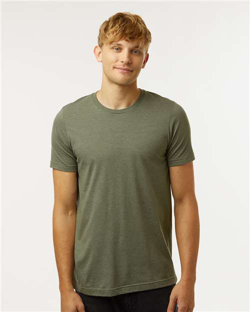 Custom Embroidered  Tultex Combed CVC T-Shirt 602CVC Heather Military Green
