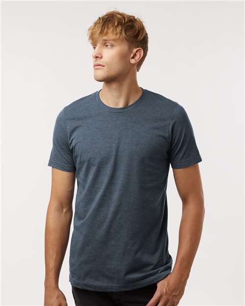 Custom Embroidered  Tultex Combed CVC T-Shirt 602CVC Heather Navy Blue