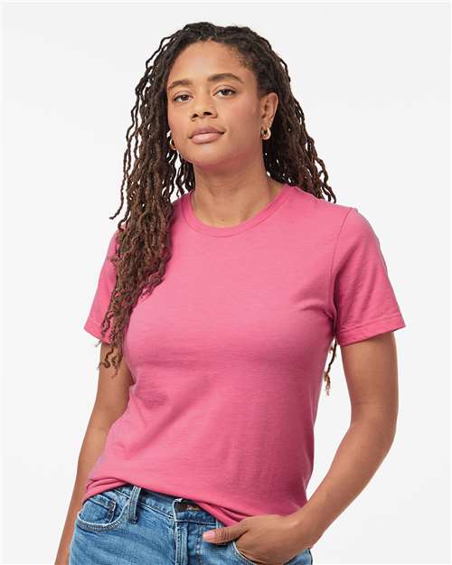 Custom Embroidered  Tultex Combed CVC T-Shirt 602CVC Heather Charity Pink