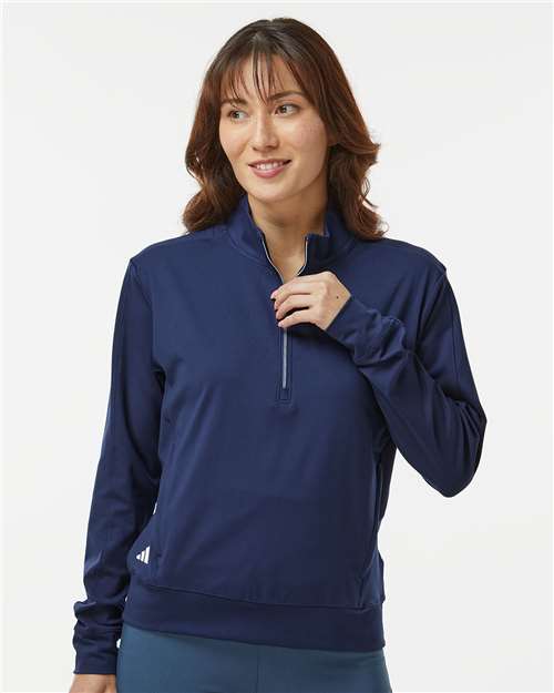 Adidas Women's Ultimate365 Textured Quarter-Zip Pullover A1002 Custom Embroidered Business Logo