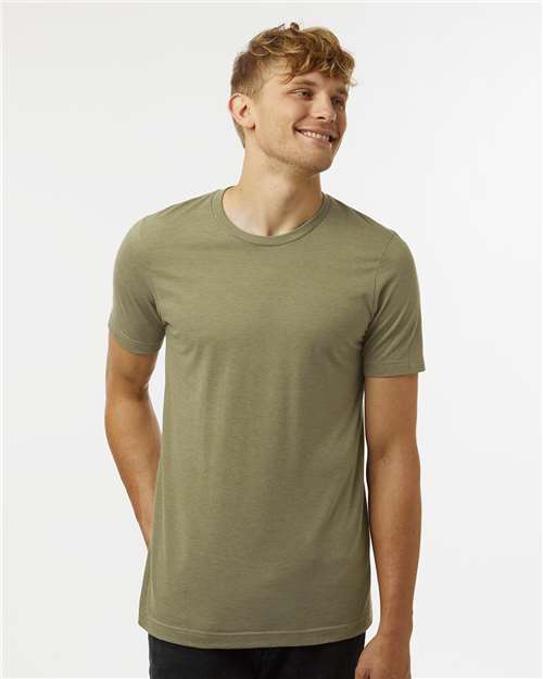 Custom Embroidered  Tultex Combed CVC T-Shirt 602CVC Heather Olive Green
