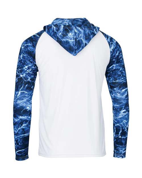 Custom EmbroideredParagon Men's Biloxi Performance Colorblocked Hooded Long Sleeve T-Shirt 11699 Marlin