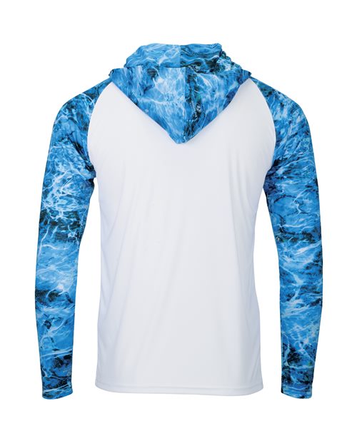 Custom EmbroideredParagon Men's Biloxi Performance Colorblocked Hooded Long Sleeve T-Shirt 11699 Nautical