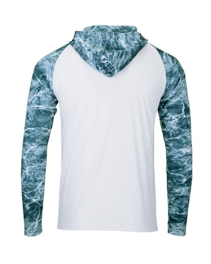 Custom EmbroideredParagon Men's Biloxi Performance Colorblocked Hooded Long Sleeve T-Shirt 11699 Spindrift