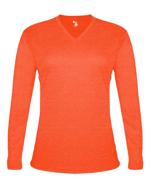Badger Women's Tri-Blend Long Sleeve T-Shirt 4964 Burnt Orange Heather