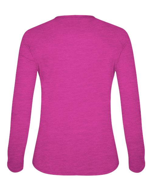Badger Women's Tri-Blend Long Sleeve T-Shirt 4964 Hot Pink Heather