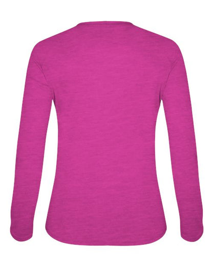 Badger Women's Tri-Blend Long Sleeve T-Shirt 4964 Hot Pink Heather