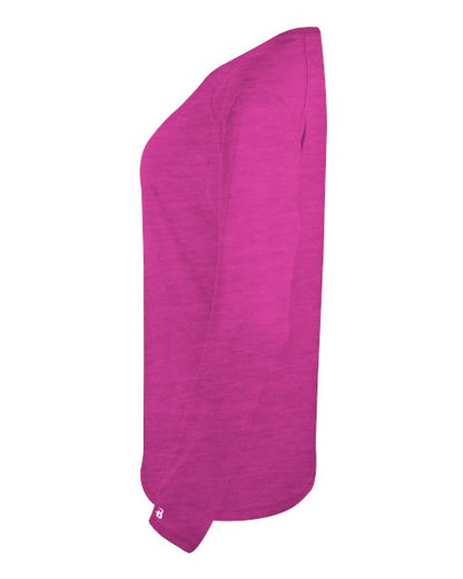 Badger Women's Tri-Blend Long Sleeve T-Shirt 4964 Hot Pink Heather