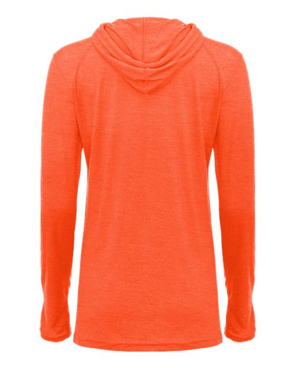Badger Women's Tri-Blend Surplice Long Sleeve Hooded T-Shirt 4965 Burnt Orange Heather