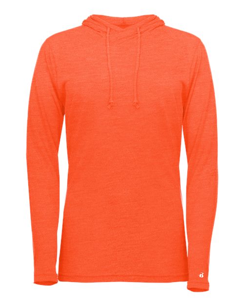 Badger Women's Tri-Blend Surplice Long Sleeve Hooded T-Shirt 4965 Burnt Orange Heather