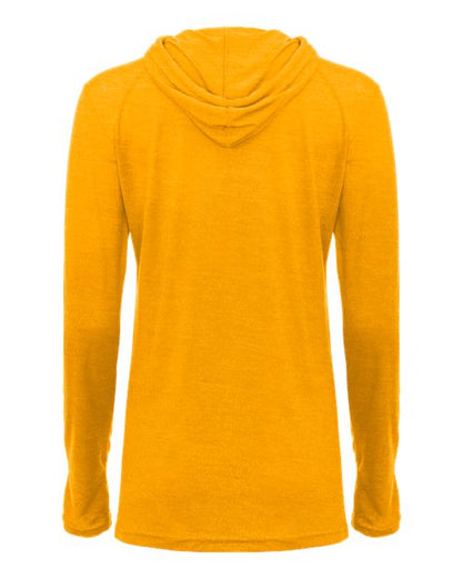 Badger Women's Tri-Blend Surplice Long Sleeve Hooded T-Shirt 4965 Gold Heather