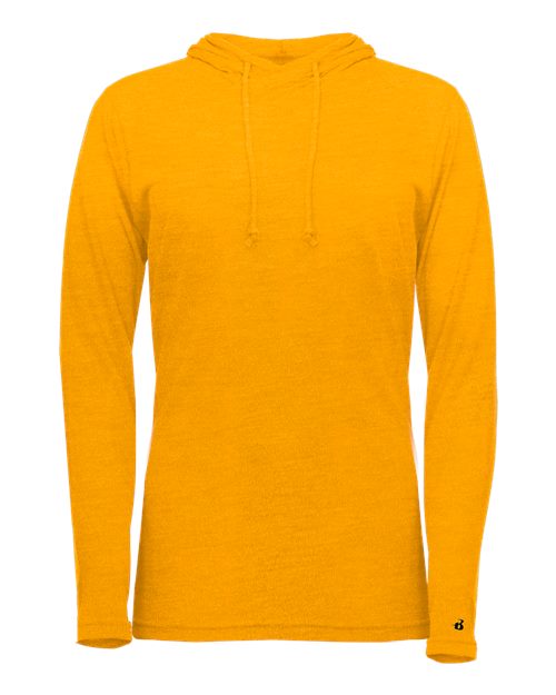 Badger Women's Tri-Blend Surplice Long Sleeve Hooded T-Shirt 4965 Gold Heather