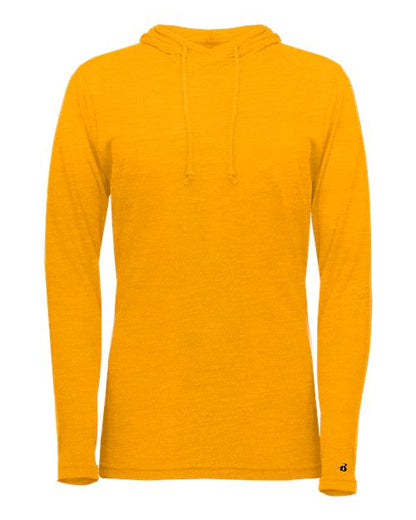 Badger Women's Tri-Blend Surplice Long Sleeve Hooded T-Shirt 4965 Gold Heather