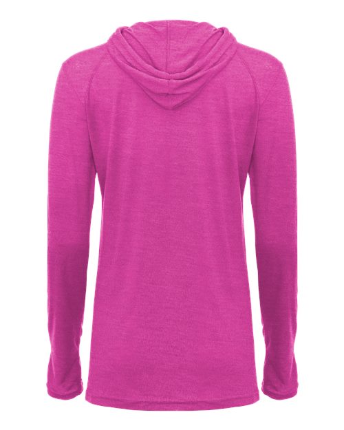 Badger Women's Tri-Blend Surplice Long Sleeve Hooded T-Shirt 4965 Hot Pink Heather