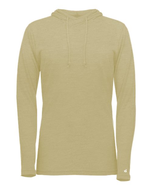 Badger Women's Tri-Blend Surplice Long Sleeve Hooded T-Shirt 4965 Vegas Gold Heather