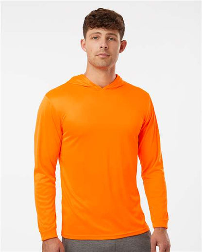 Custom Embroidered  Paragon Bahama Performance Hooded Long Sleeve T-Shirt 220 Neon Orange