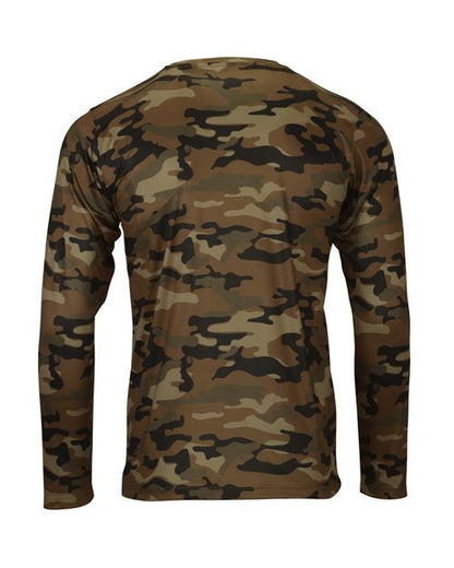 Custom EmbroideredParagon Men's Woodland Performance Long Sleeve T-Shirt 12125 Coyote Camo