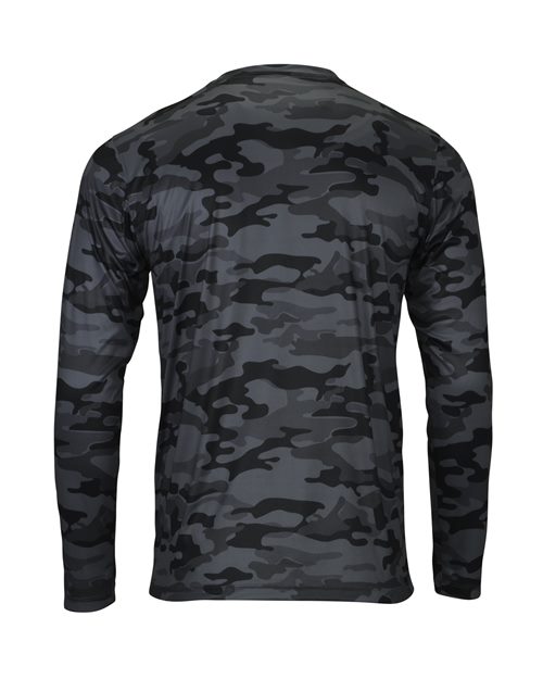 Custom EmbroideredParagon Men's Woodland Performance Long Sleeve T-Shirt 12125 Smoke Camo