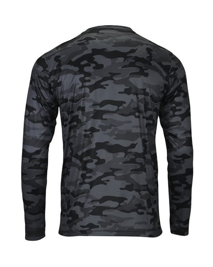 Custom EmbroideredParagon Men's Woodland Performance Long Sleeve T-Shirt 12125 Smoke Camo