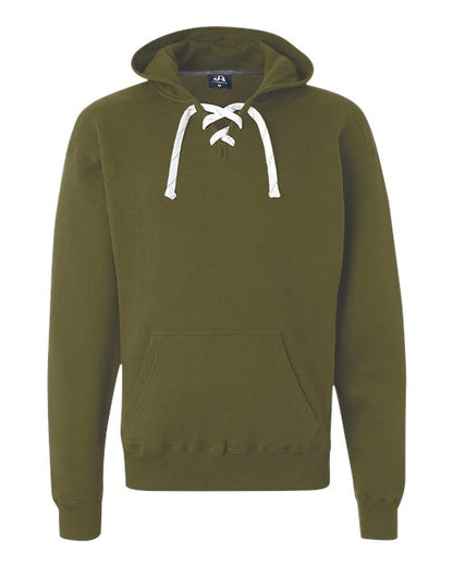 J. America Sport Lace Hooded Sweatshirt 8830 Military Green