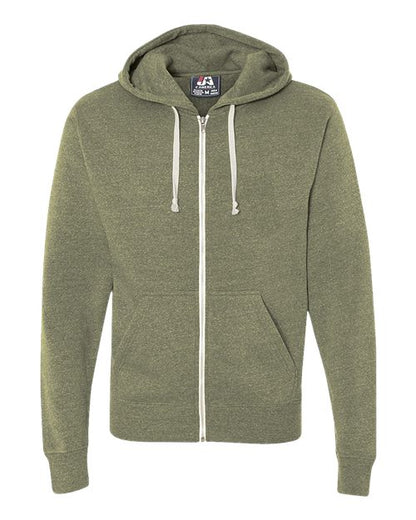 J. America Triblend Full-Zip Hooded Sweatshirt 8872