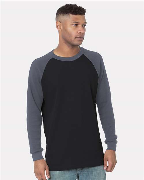 Bayside Unisex USA-Made Heavyweight Waffle Knit Thermal Raglan T-Shirt 8211