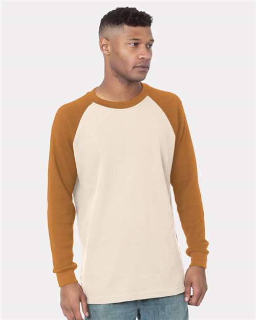 Bayside Unisex USA-Made Heavyweight Waffle Knit Thermal Raglan T-Shirt 8211