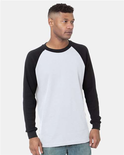 Bayside Unisex USA-Made Heavyweight Waffle Knit Thermal Raglan T-Shirt 8211
