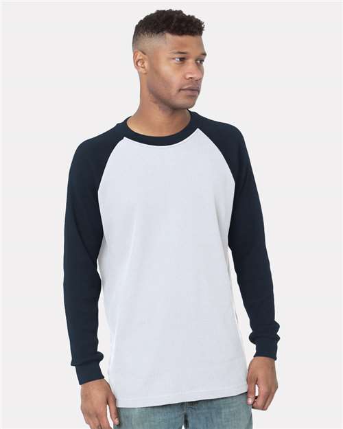 Bayside Unisex USA-Made Heavyweight Waffle Knit Thermal Raglan T-Shirt 8211