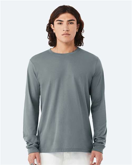Custom Embroidered  BELLA + CANVAS Jersey Long Sleeve Tee 3501 Blue Storm