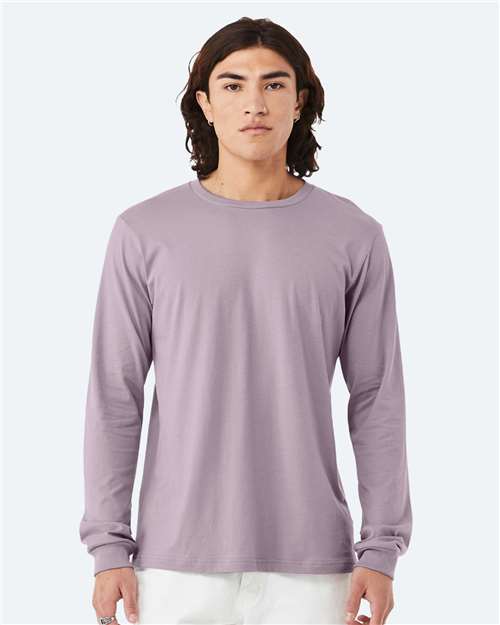 Custom Embroidered  BELLA + CANVAS Jersey Long Sleeve Tee 3501 Light Violet