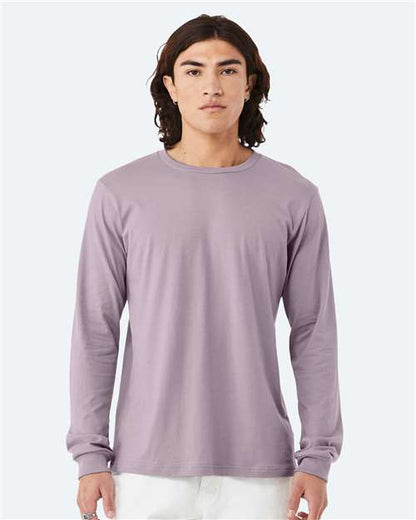 Custom Embroidered  BELLA + CANVAS Jersey Long Sleeve Tee 3501 Light Violet