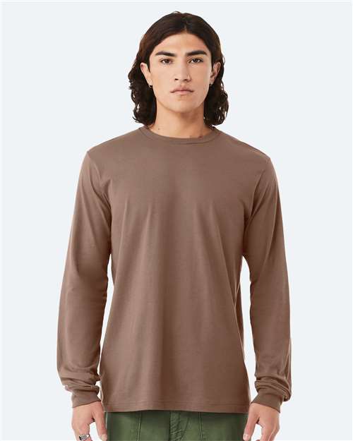 Custom Embroidered  BELLA + CANVAS Jersey Long Sleeve Tee 3501 Vintage Brown
