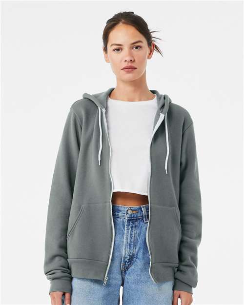 Custom Embroidered  BELLA + CANVAS Sponge Fleece Full-Zip Hoodie 3739 Blue Storm