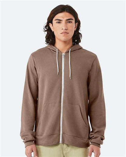 Custom Embroidered  BELLA + CANVAS Sponge Fleece Full-Zip Hoodie 3739 Vintage Brown