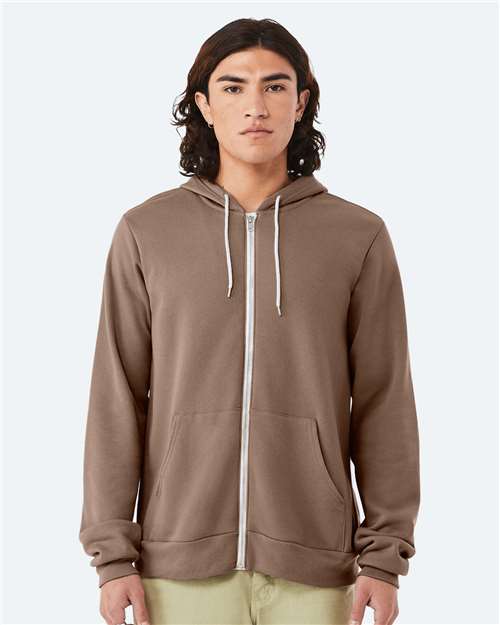 Custom Embroidered  BELLA + CANVAS Sponge Fleece Full-Zip Hoodie 3739 Vintage Brown