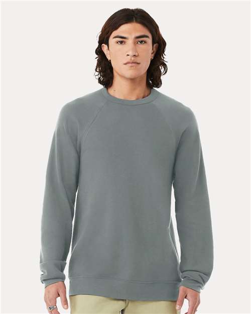 Custom Embroidered  BELLA + CANVAS Sponge Fleece Raglan Crewneck Sweatshirt 3901 Blue Storm