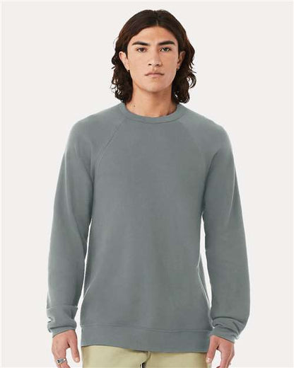Custom Embroidered  BELLA + CANVAS Sponge Fleece Raglan Crewneck Sweatshirt 3901 Blue Storm