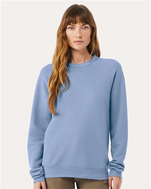 Custom Embroidered  BELLA + CANVAS Sponge Fleece Raglan Crewneck Sweatshirt 3901 Lavender Blue