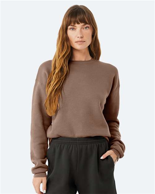 Custom Embroidered  BELLA + CANVAS Sponge Fleece Drop Shoulder Crewneck Sweatshirt 3945 Vintage Brown