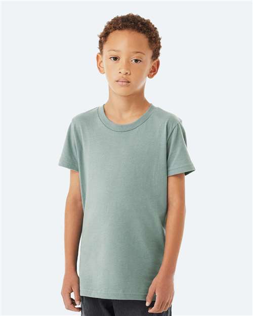 Custom Embroidered  BELLA + CANVAS Youth Jersey Tee 3001Y Dusty Blue