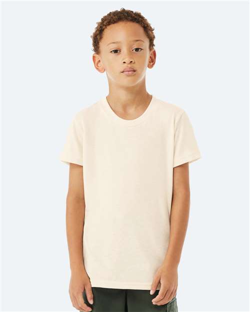 Custom Embroidered  BELLA + CANVAS Youth CVC Jersey Tee 3001YCVC Heather Natural