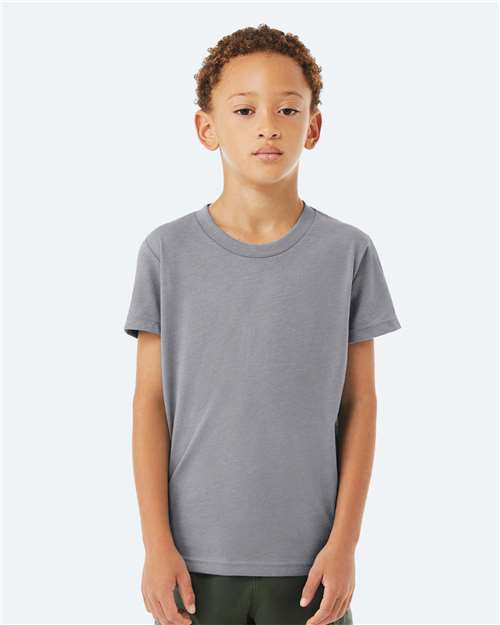 Custom Embroidered  BELLA + CANVAS Youth CVC Jersey Tee 3001YCVC Heather Storm