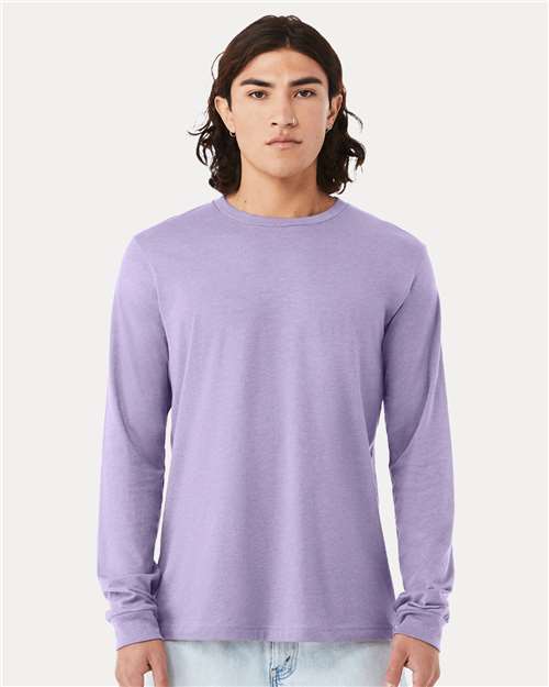 Custom Embroidered  BELLA + CANVAS Heather CVC Long Sleeve Tee 3501CVC Heather Dark Lavender