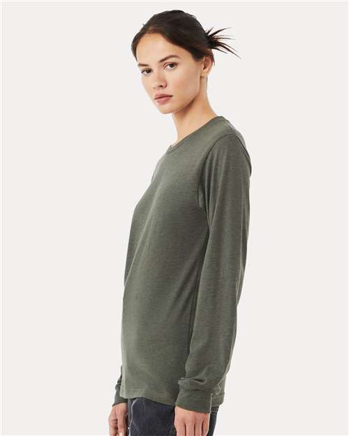BELLA + CANVAS Heather CVC Long Sleeve Tee 3501CVC Heather Military Green