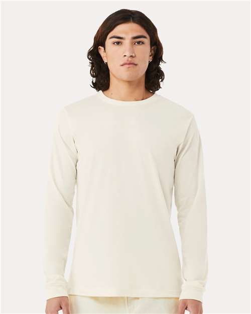 Custom Embroidered  BELLA + CANVAS Heather CVC Long Sleeve Tee 3501CVC Heather Natural