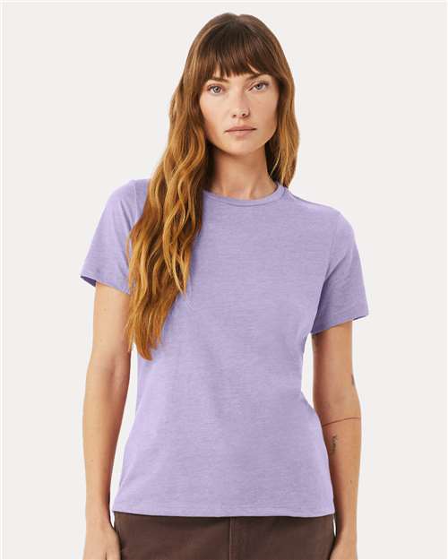 Custom Embroidered  BELLA + CANVAS Women’s Relaxed Fit Heather CVC Tee 6400CVC Heather Dark Lavender