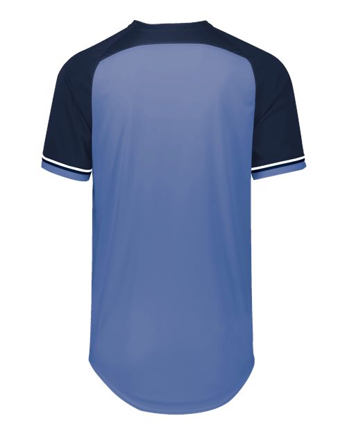 Custom EmbroideredRussell Athletic Unisex Classic V-Neck Jersey 12076 Columbia Blue/ Navy/ White