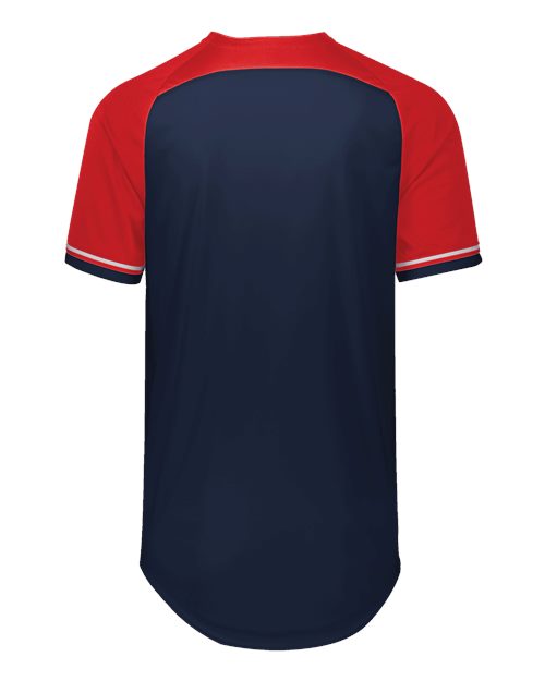 Custom EmbroideredRussell Athletic Unisex Classic V-Neck Jersey 12076 Navy/ True Red/ White